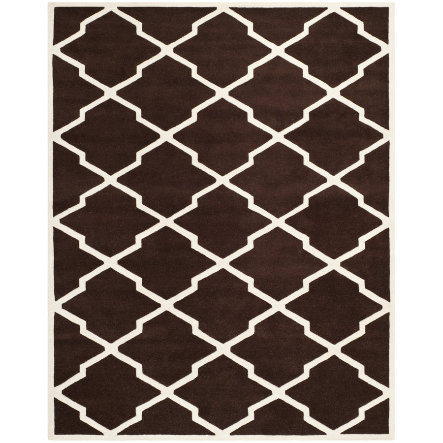 SAFAVIEH Chatham CHT735R Handmade Dark Brown / Ivory Rug Image 1