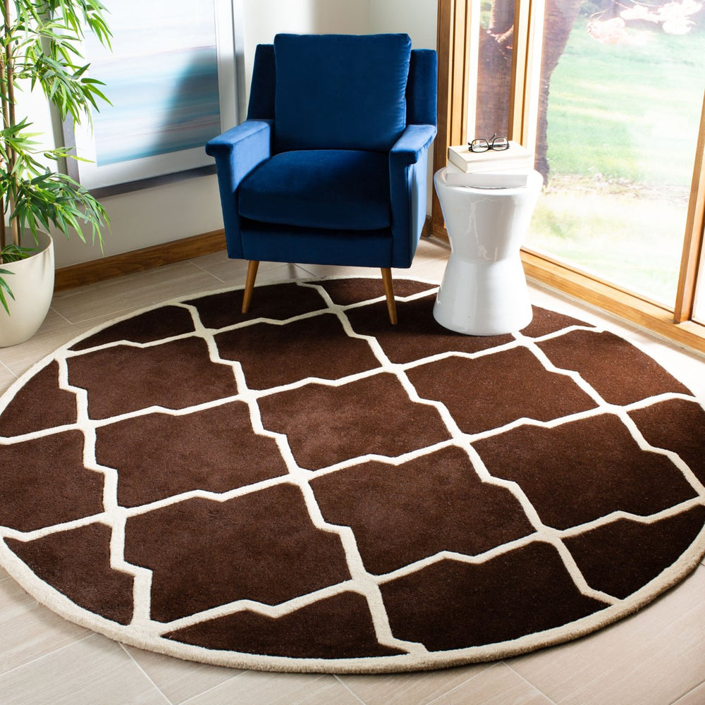 SAFAVIEH Chatham CHT735R Handmade Dark Brown / Ivory Rug Image 2