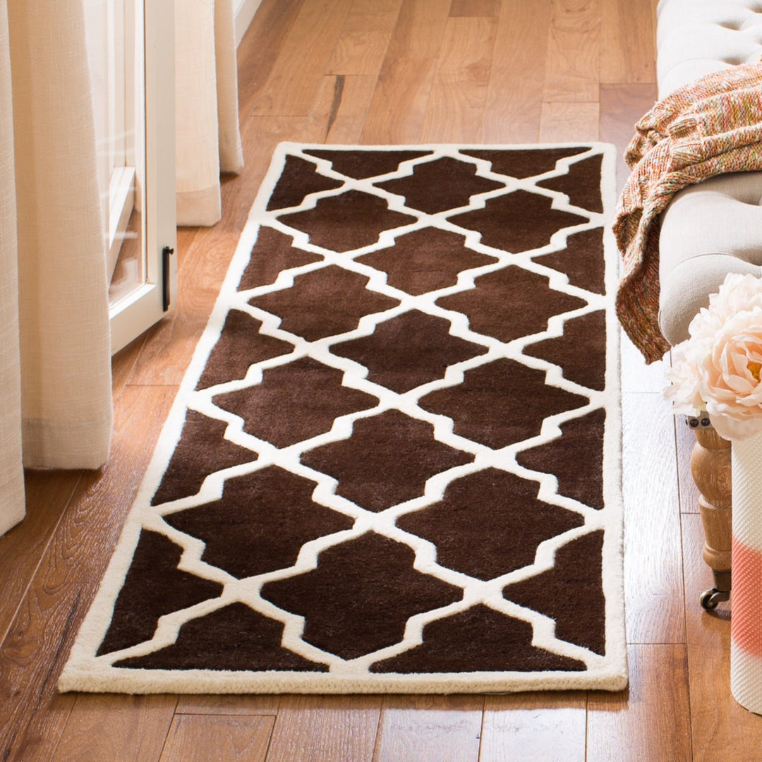 SAFAVIEH Chatham CHT735R Handmade Dark Brown / Ivory Rug Image 3