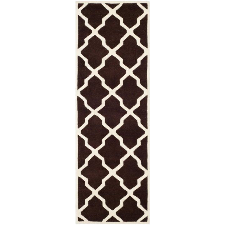 SAFAVIEH Chatham CHT735R Handmade Dark Brown / Ivory Rug Image 1