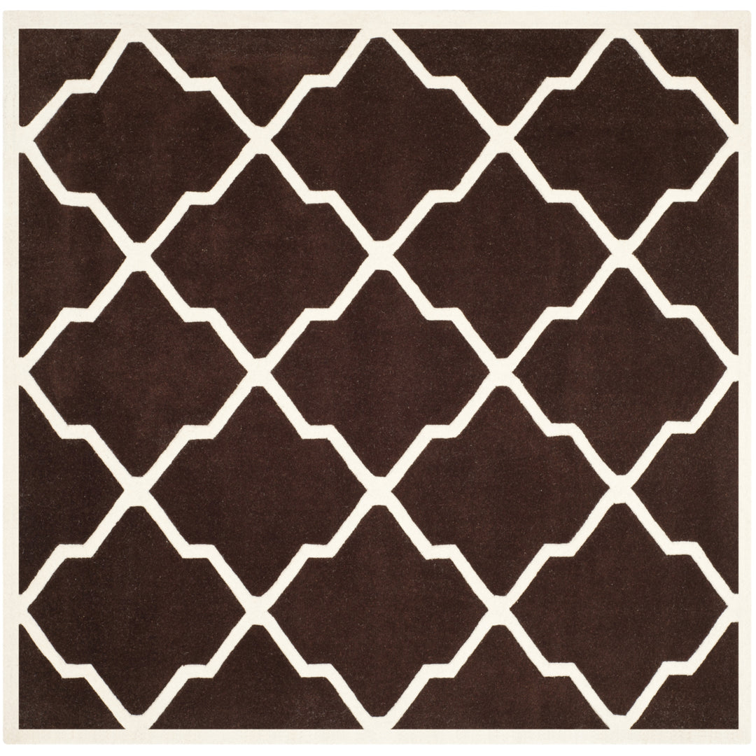 SAFAVIEH Chatham CHT735R Handmade Dark Brown / Ivory Rug Image 6