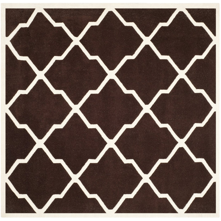 SAFAVIEH Chatham CHT735R Handmade Dark Brown / Ivory Rug Image 1