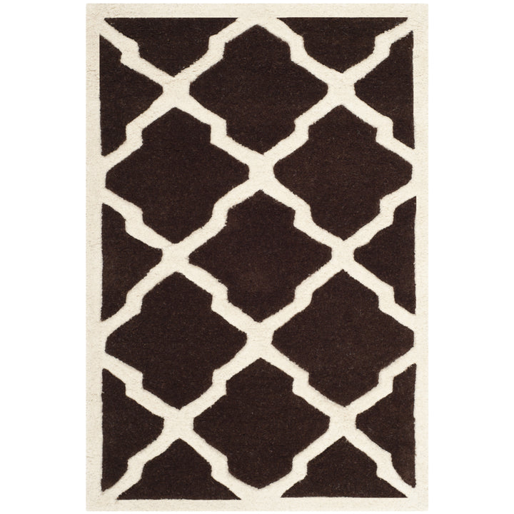 SAFAVIEH Chatham CHT735R Handmade Dark Brown / Ivory Rug Image 8