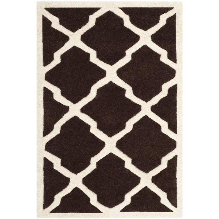 SAFAVIEH Chatham CHT735R Handmade Dark Brown / Ivory Rug Image 1