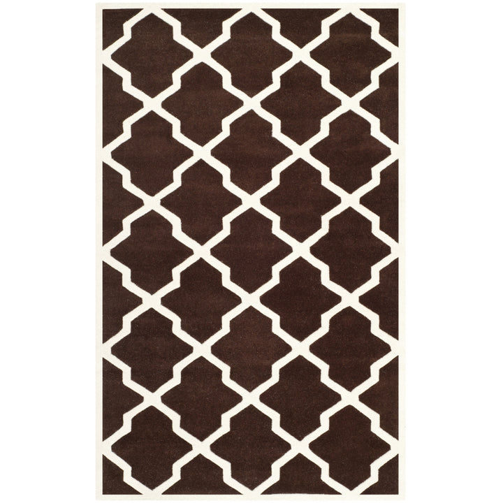 SAFAVIEH Chatham CHT735R Handmade Dark Brown / Ivory Rug Image 9