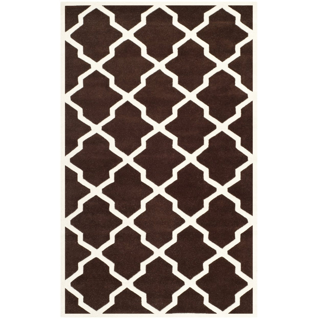 SAFAVIEH Chatham CHT735R Handmade Dark Brown / Ivory Rug Image 1