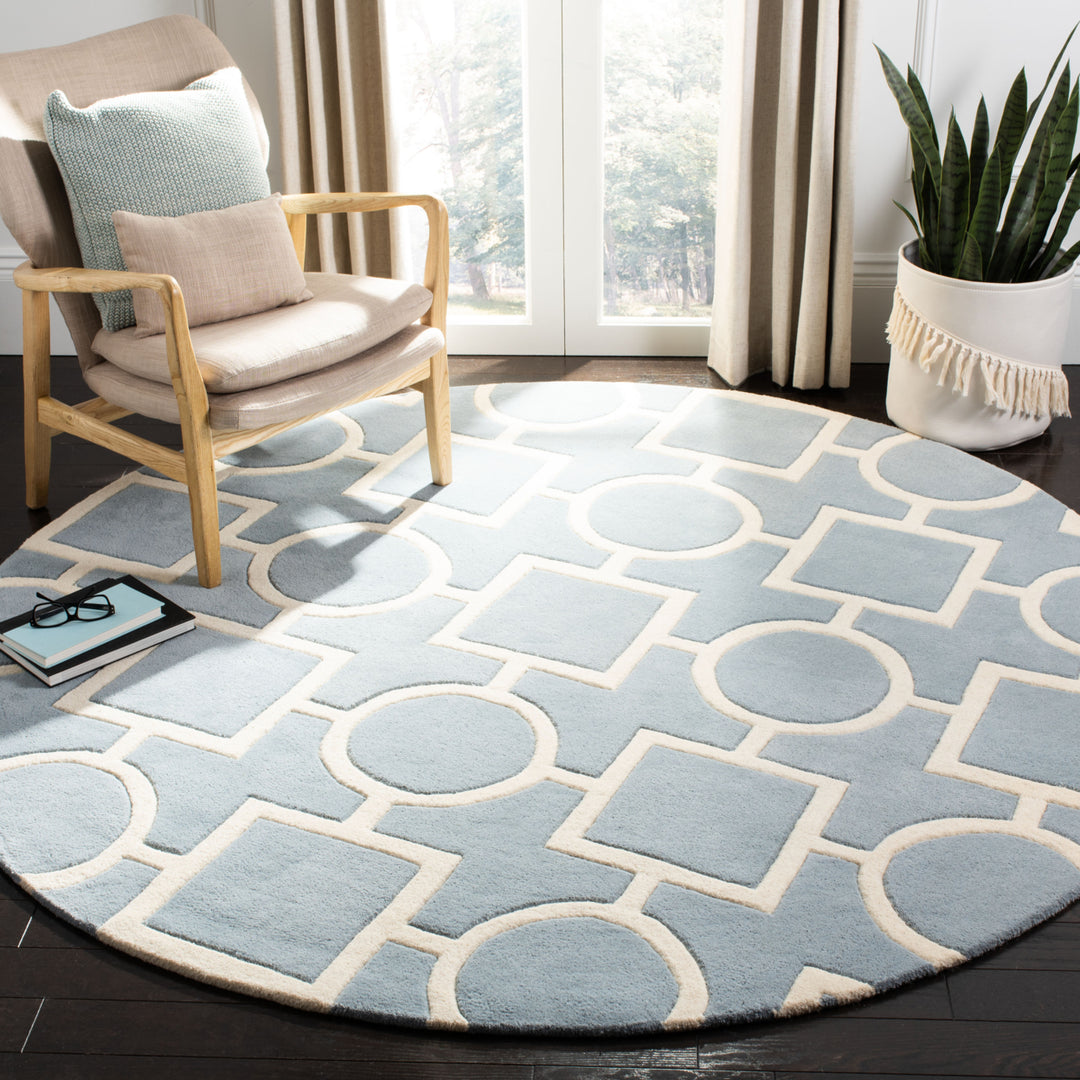 SAFAVIEH Chatham CHT737B Handmade Blue / Ivory Rug Image 2