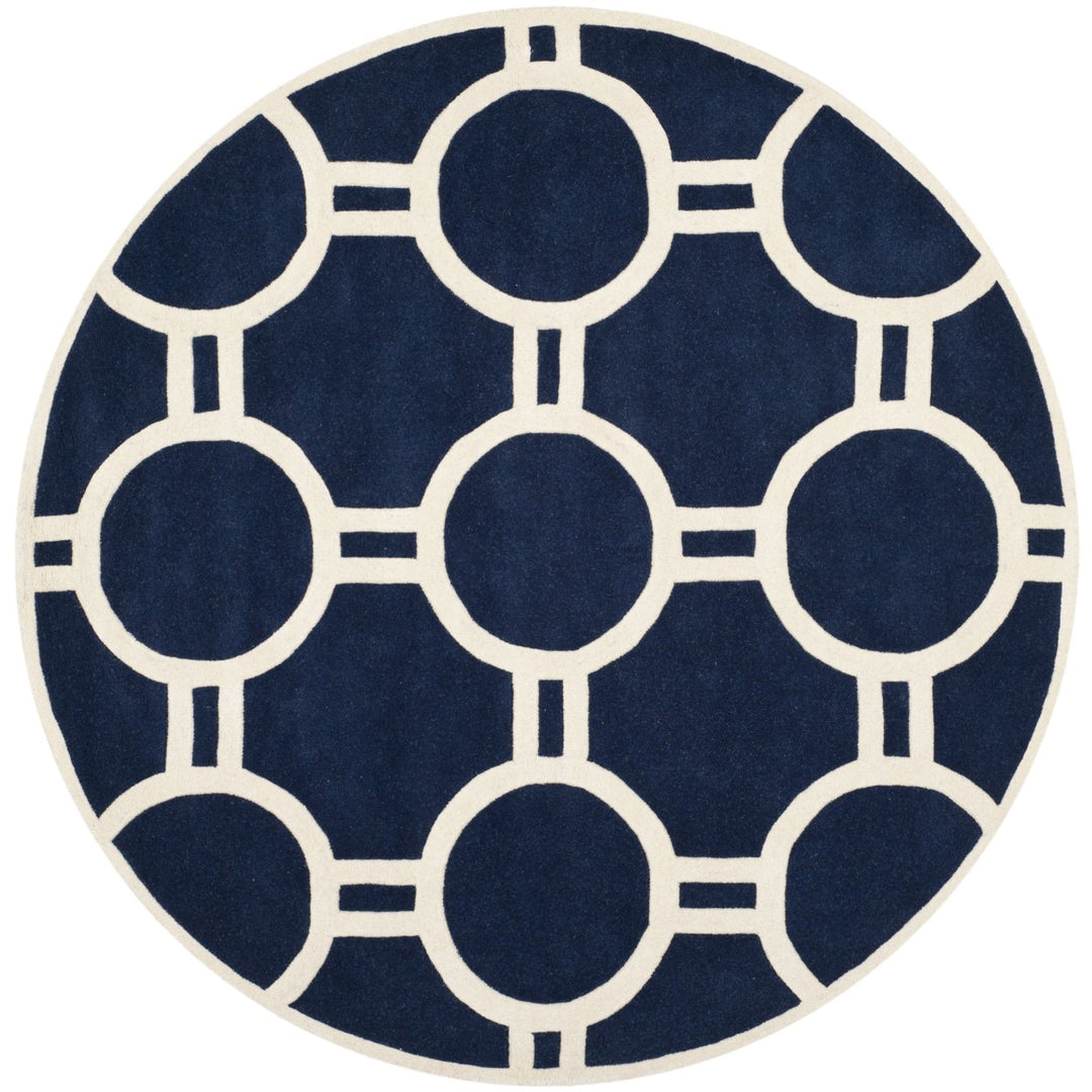 SAFAVIEH Chatham CHT739C Handmade Dark Blue / Ivory Rug Image 4