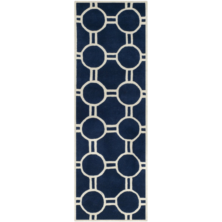 SAFAVIEH Chatham CHT739C Handmade Dark Blue / Ivory Rug Image 5