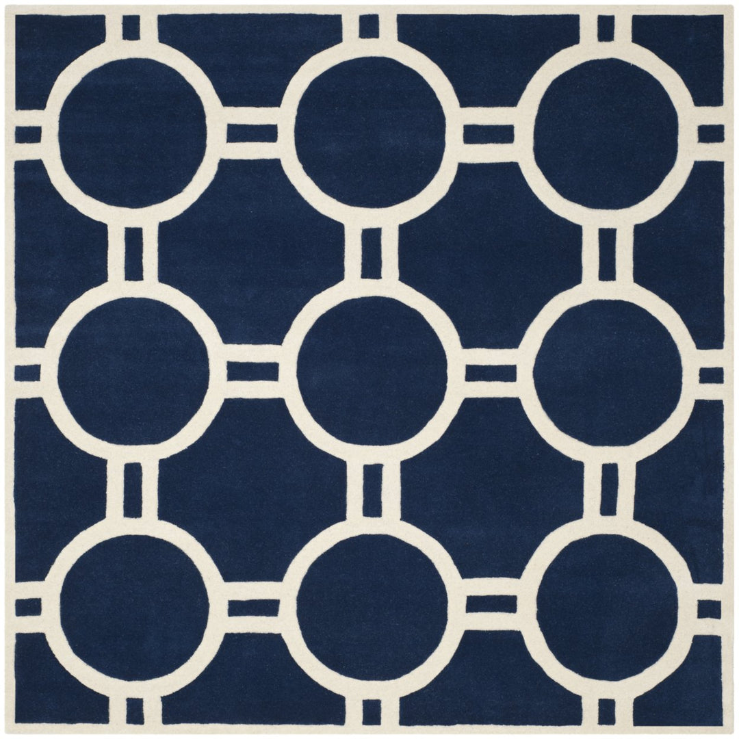 SAFAVIEH Chatham CHT739C Handmade Dark Blue / Ivory Rug Image 6