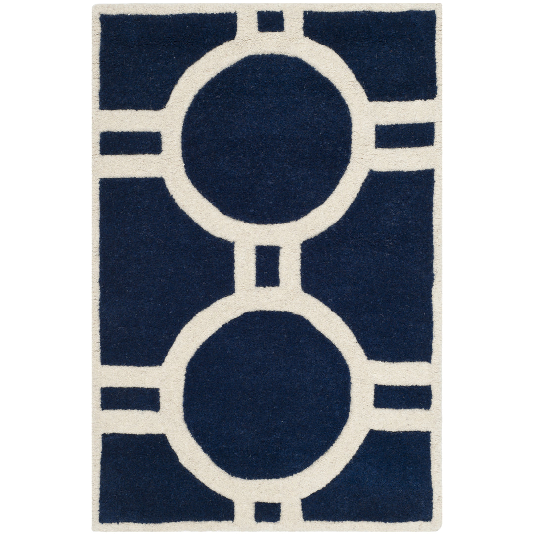 SAFAVIEH Chatham CHT739C Handmade Dark Blue / Ivory Rug Image 8