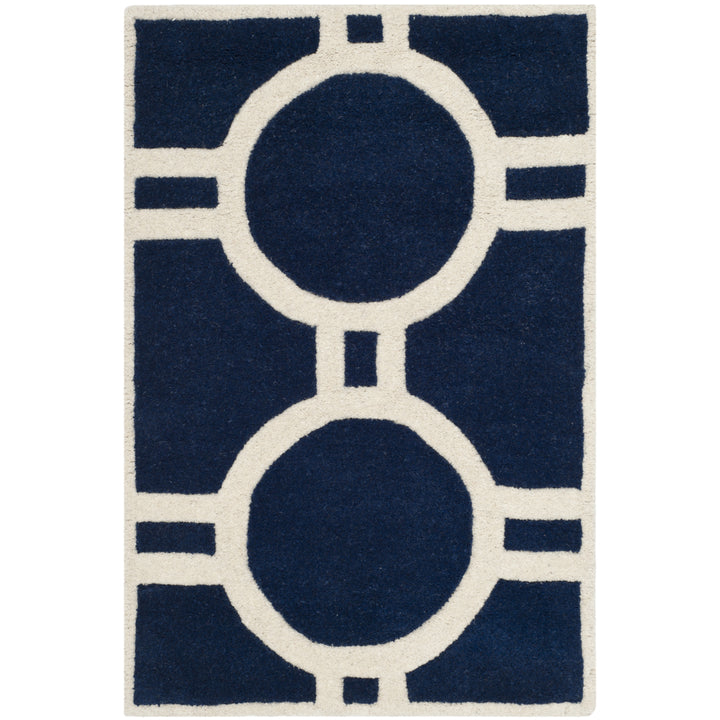 SAFAVIEH Chatham CHT739C Handmade Dark Blue / Ivory Rug Image 8