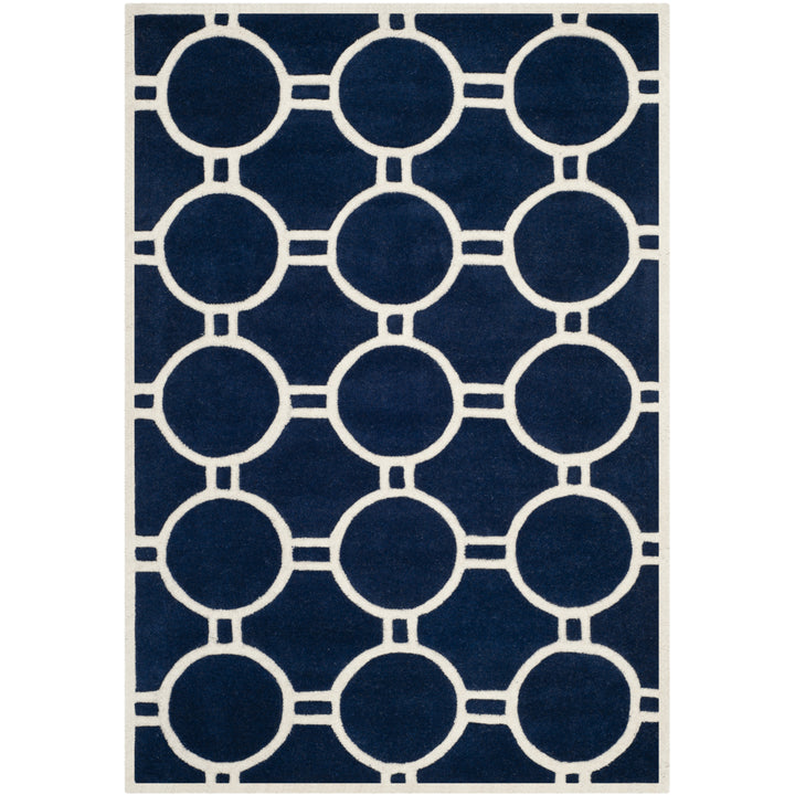 SAFAVIEH Chatham CHT739C Handmade Dark Blue / Ivory Rug Image 9