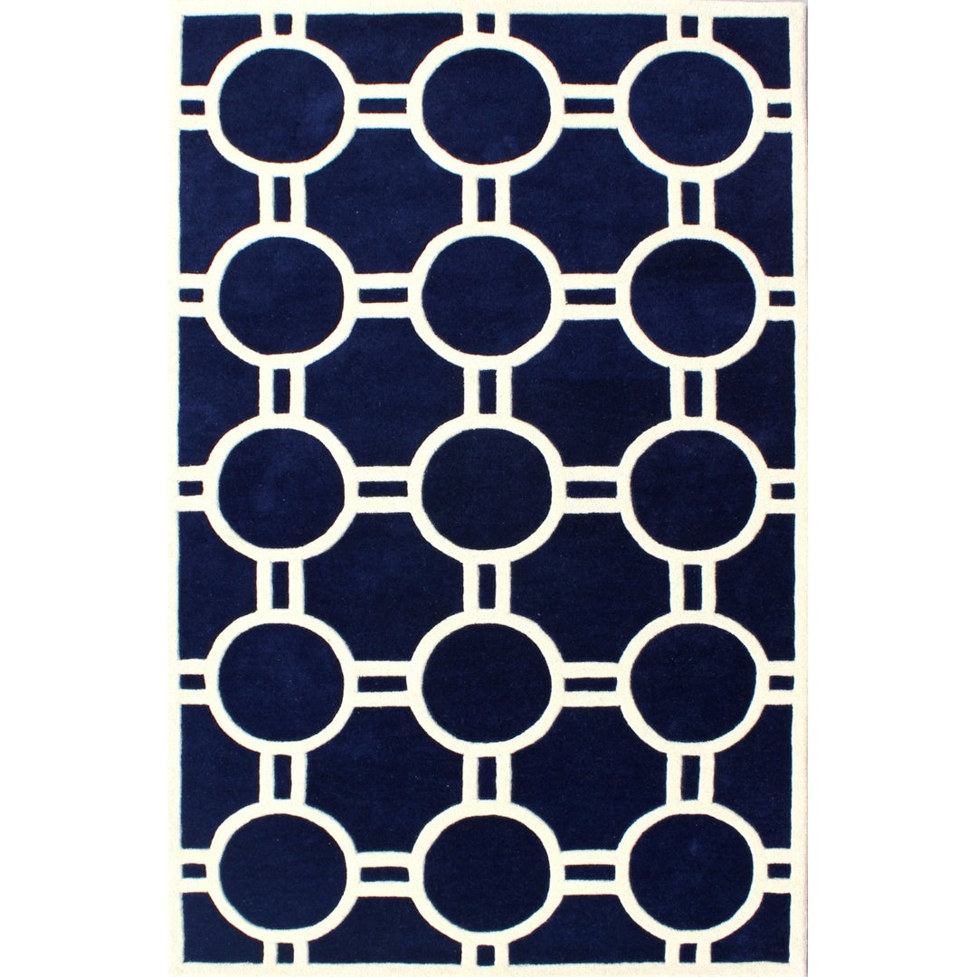 SAFAVIEH Chatham CHT739C Handmade Dark Blue / Ivory Rug Image 10