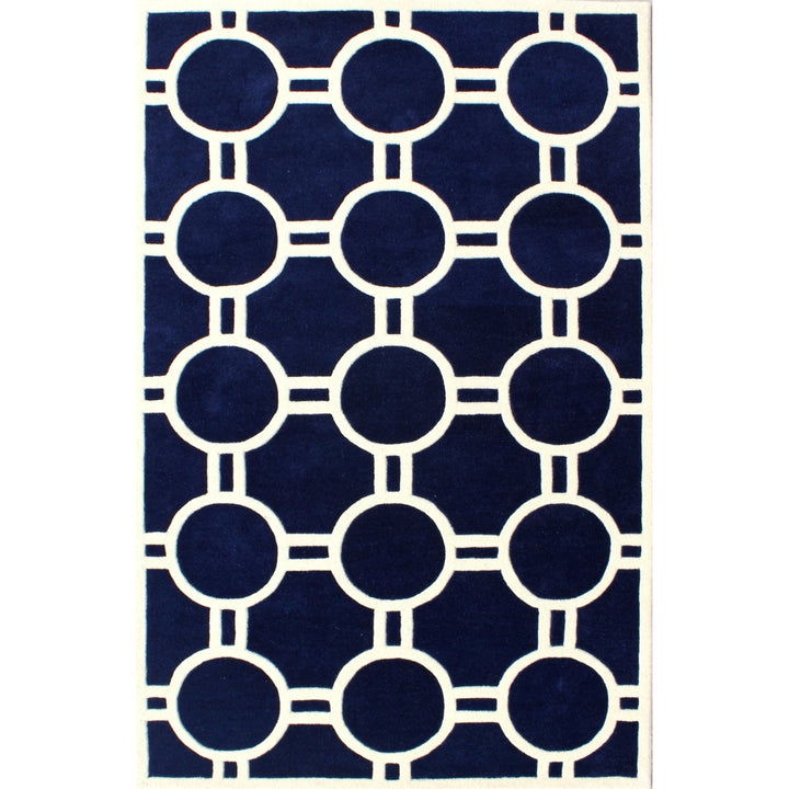 SAFAVIEH Chatham CHT739C Handmade Dark Blue / Ivory Rug Image 10