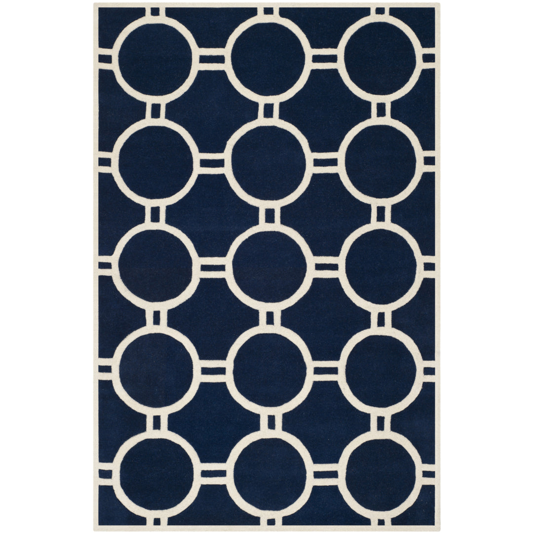 SAFAVIEH Chatham CHT739C Handmade Dark Blue / Ivory Rug Image 11