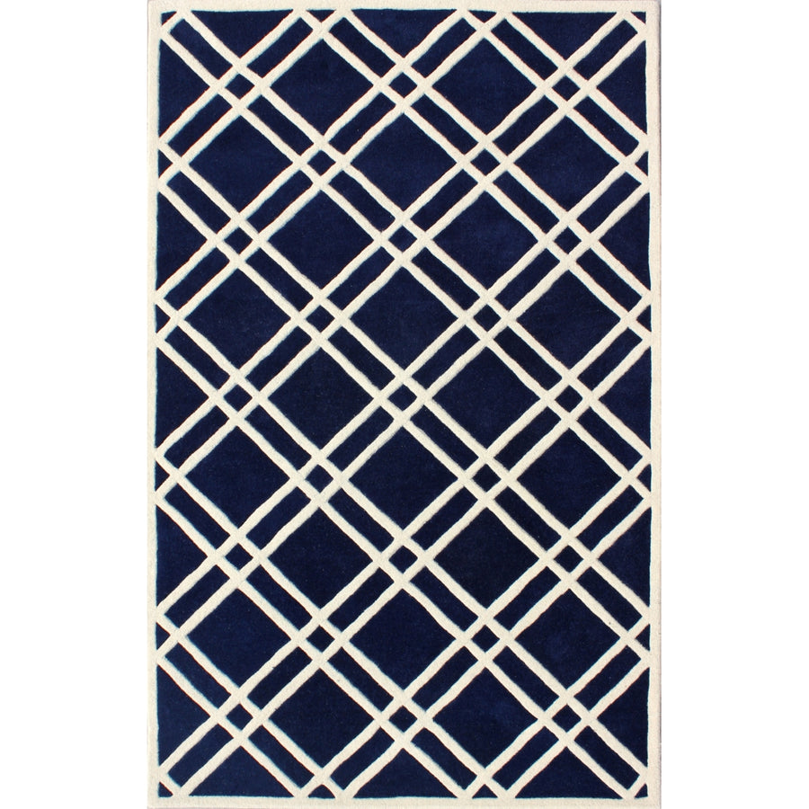 SAFAVIEH Chatham CHT740C Handmade Dark Blue / Ivory Rug Image 1