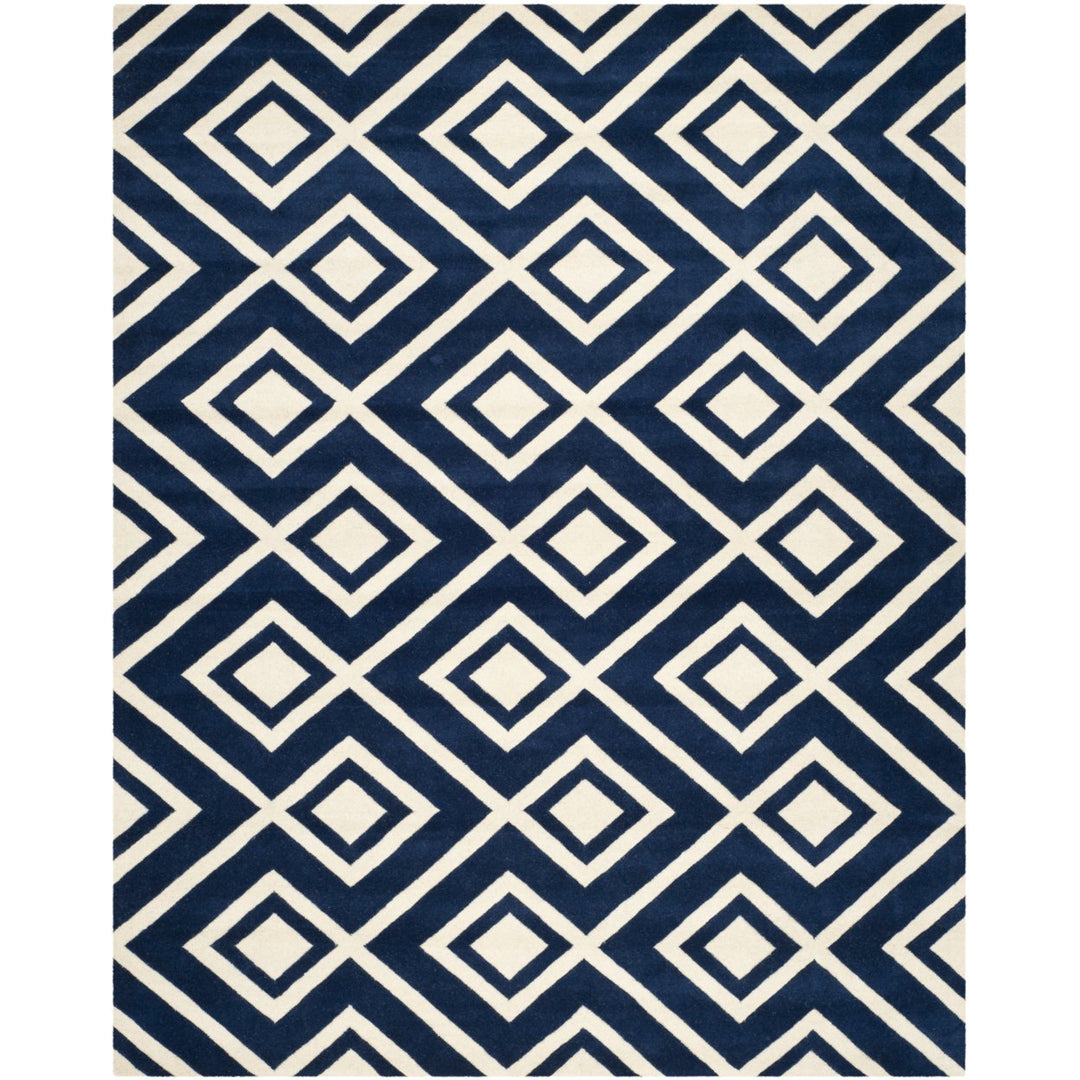 SAFAVIEH Chatham CHT742C Handmade Dark Blue / Ivory Rug Image 1