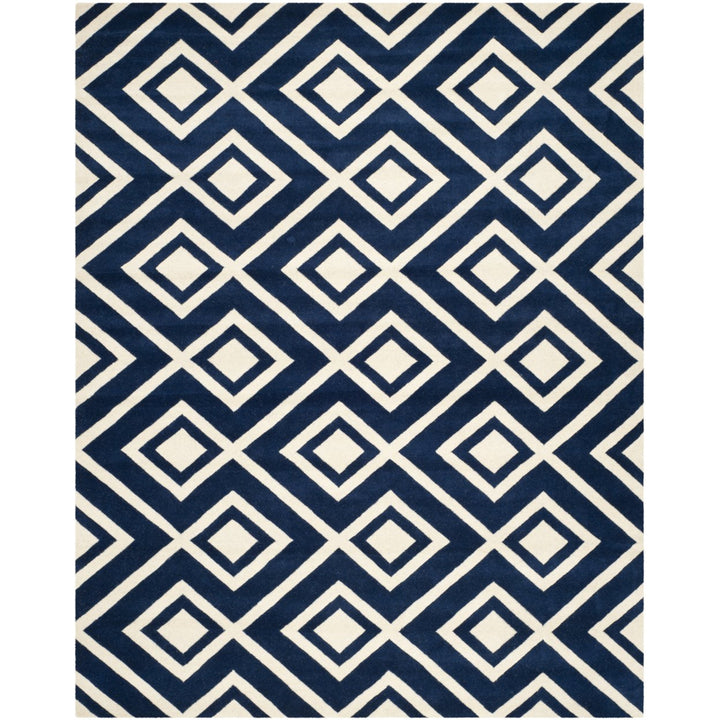 SAFAVIEH Chatham CHT742C Handmade Dark Blue / Ivory Rug Image 1