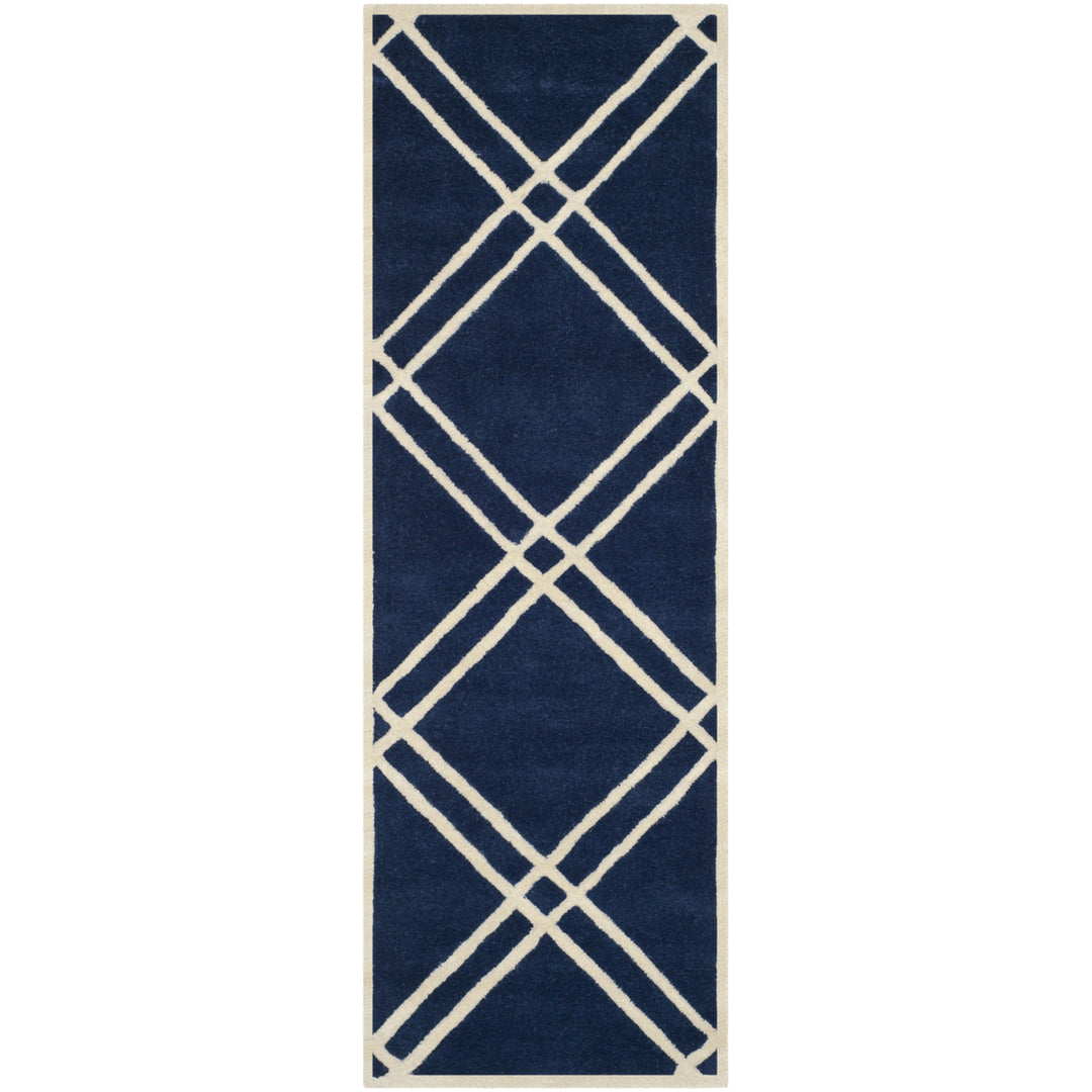 SAFAVIEH Chatham CHT740C Handmade Dark Blue / Ivory Rug Image 5