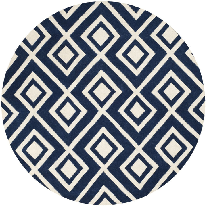 SAFAVIEH Chatham CHT742C Handmade Dark Blue / Ivory Rug Image 4