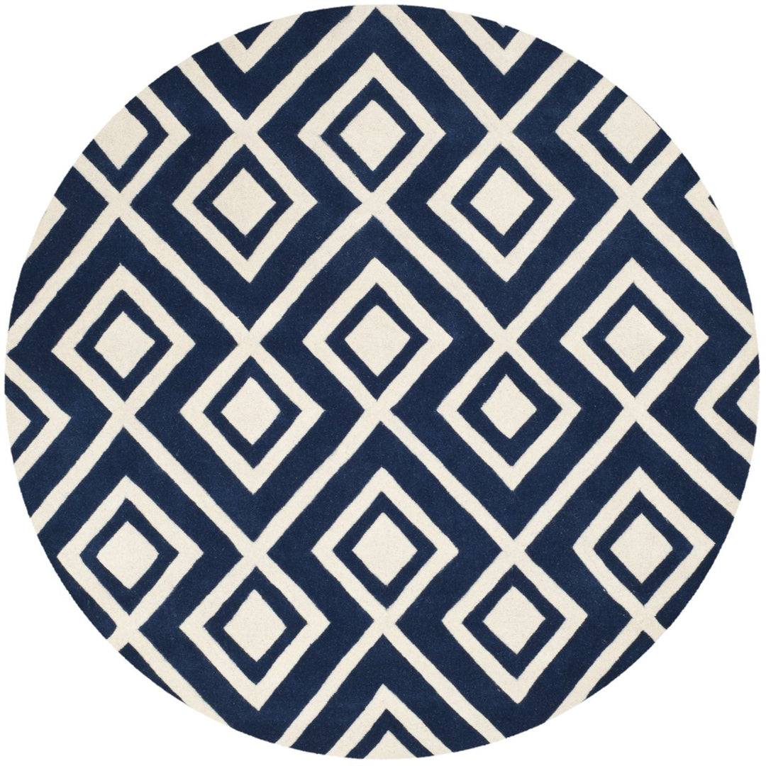 SAFAVIEH Chatham CHT742C Handmade Dark Blue / Ivory Rug Image 1