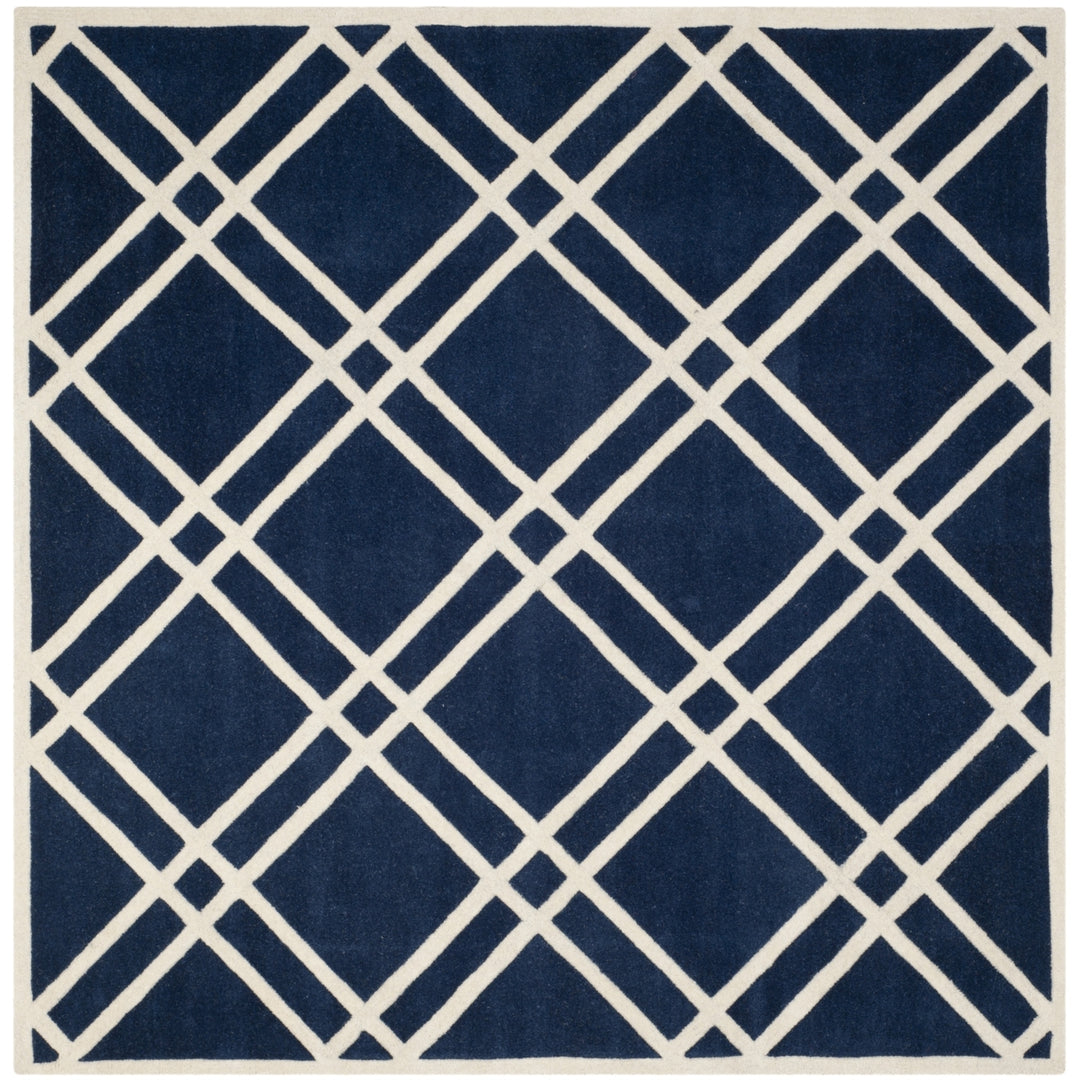 SAFAVIEH Chatham CHT740C Handmade Dark Blue / Ivory Rug Image 6