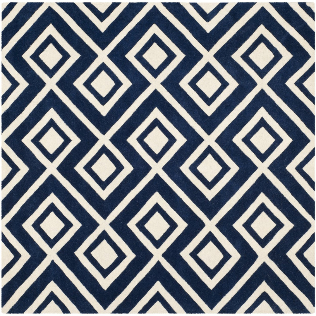 SAFAVIEH Chatham CHT742C Handmade Dark Blue / Ivory Rug Image 6