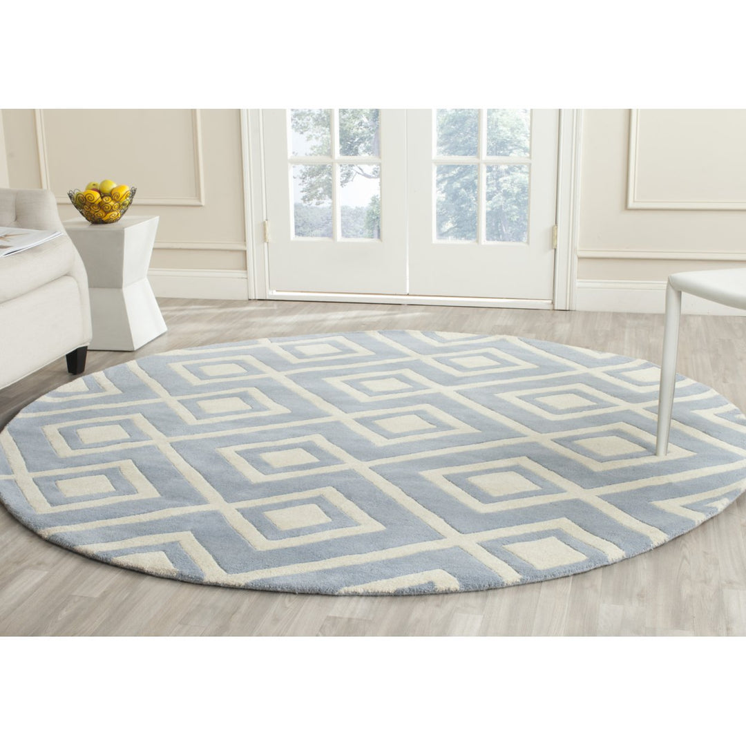 SAFAVIEH Chatham CHT742B Handmade Blue / Ivory Rug Image 2