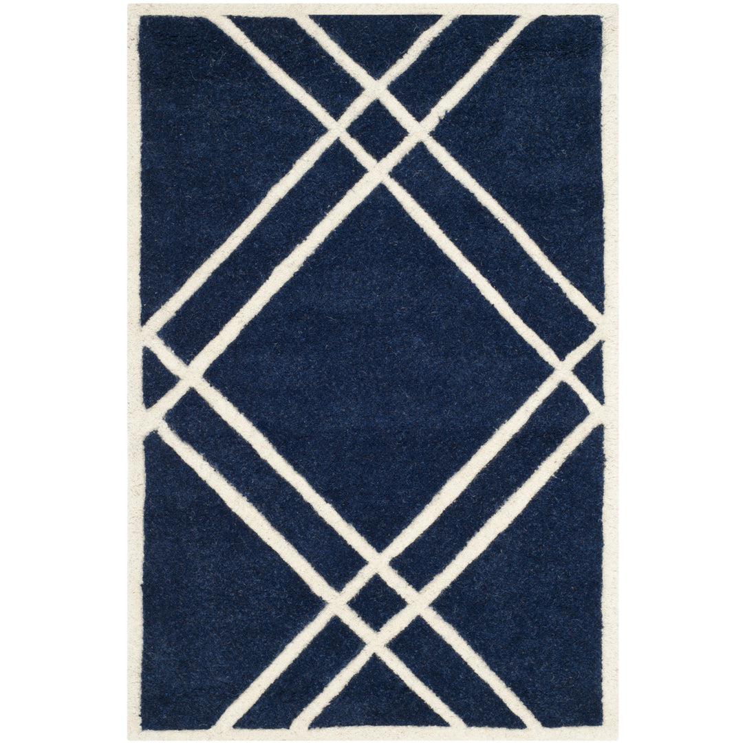 SAFAVIEH Chatham CHT740C Handmade Dark Blue / Ivory Rug Image 8