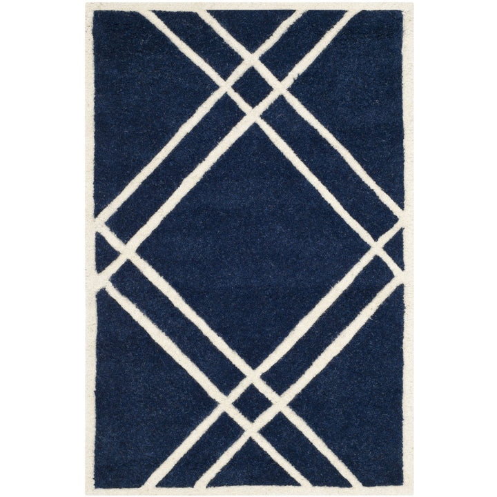 SAFAVIEH Chatham CHT740C Handmade Dark Blue / Ivory Rug Image 1