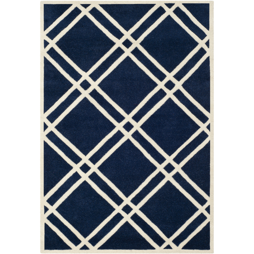 SAFAVIEH Chatham CHT740C Handmade Dark Blue / Ivory Rug Image 9