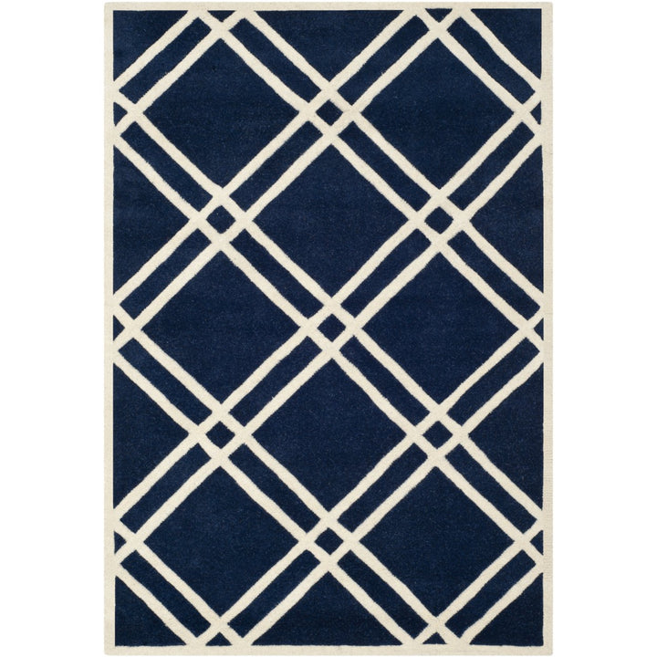 SAFAVIEH Chatham CHT740C Handmade Dark Blue / Ivory Rug Image 1