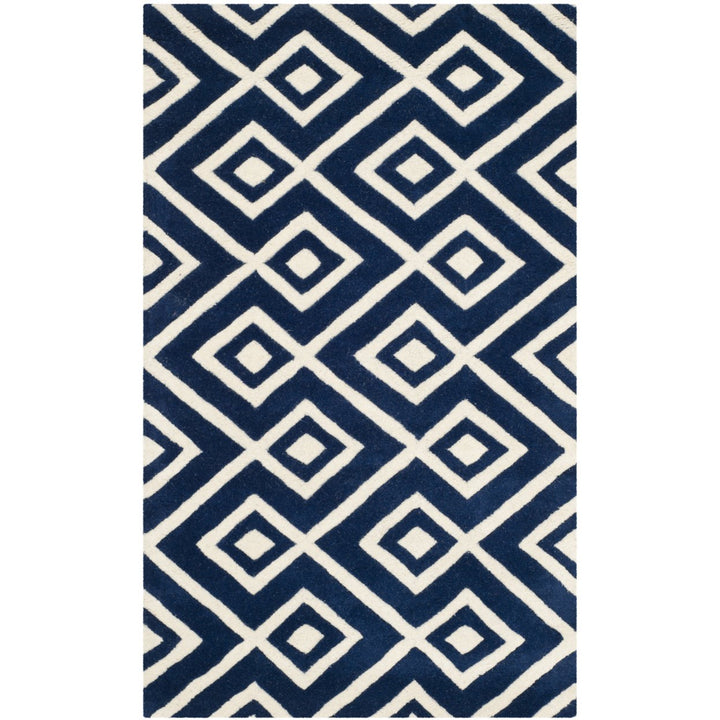 SAFAVIEH Chatham CHT742C Handmade Dark Blue / Ivory Rug Image 9