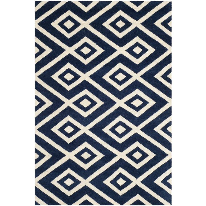 SAFAVIEH Chatham CHT742C Handmade Dark Blue / Ivory Rug Image 10