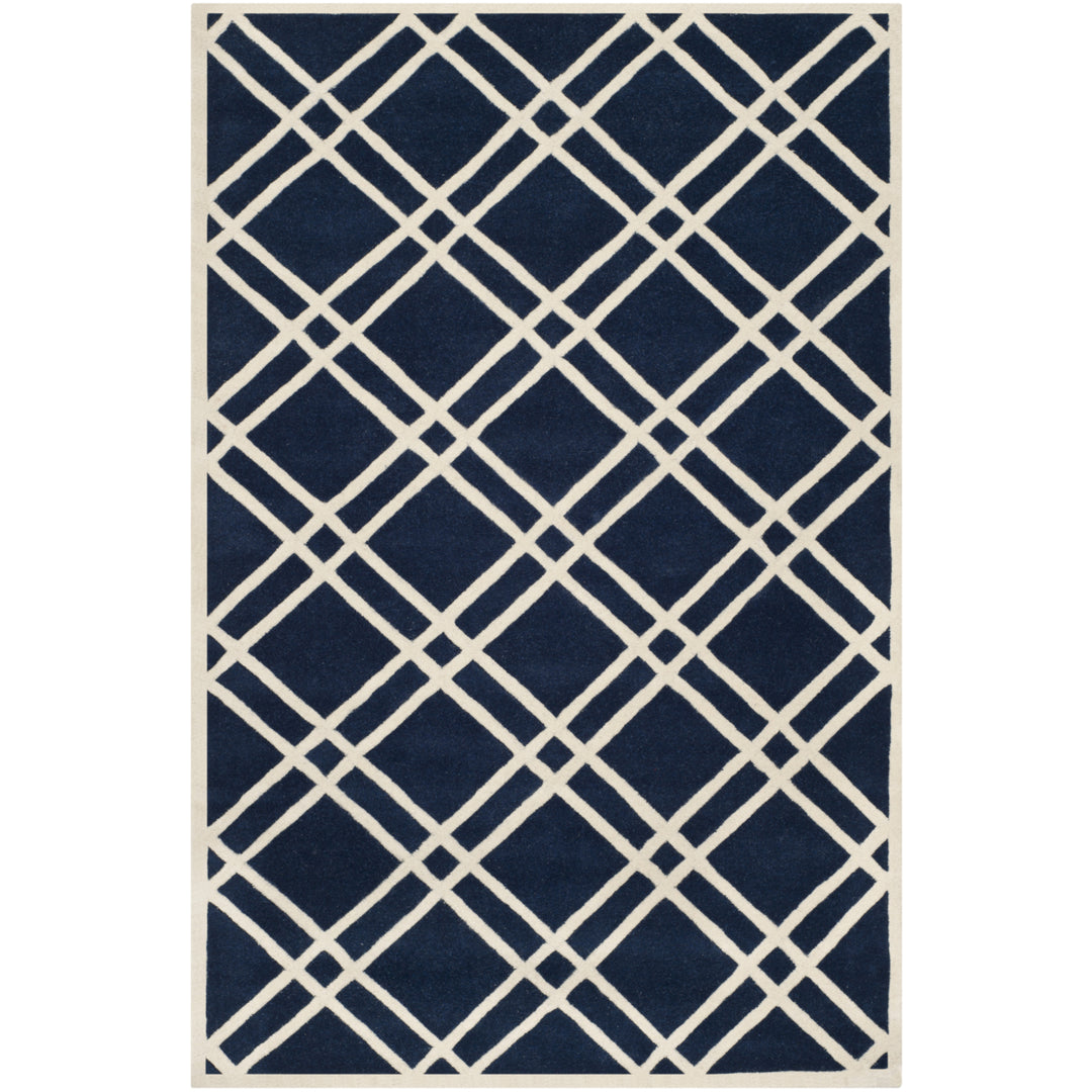 SAFAVIEH Chatham CHT740C Handmade Dark Blue / Ivory Rug Image 10