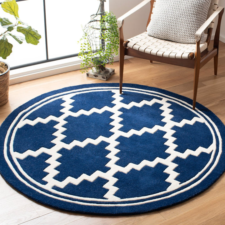 SAFAVIEH Chatham CHT743C Handmade Navy / Ivory Rug Image 9