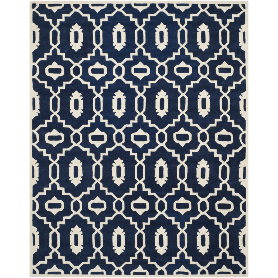 SAFAVIEH Chatham CHT745C Handmade Dark Blue / Ivory Rug Image 1