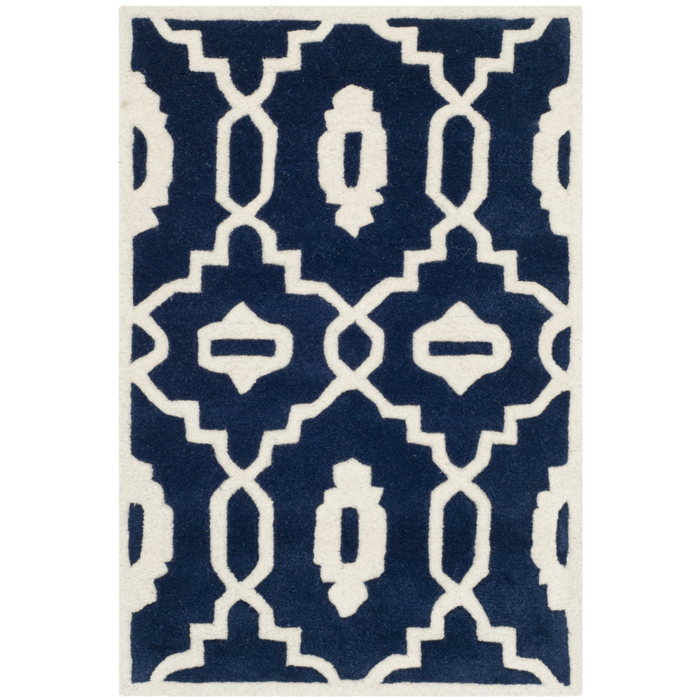 SAFAVIEH Chatham CHT745C Handmade Dark Blue / Ivory Rug Image 2