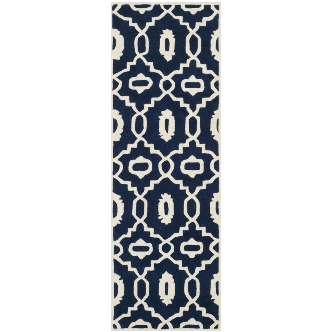 SAFAVIEH Chatham CHT745C Handmade Dark Blue / Ivory Rug Image 3