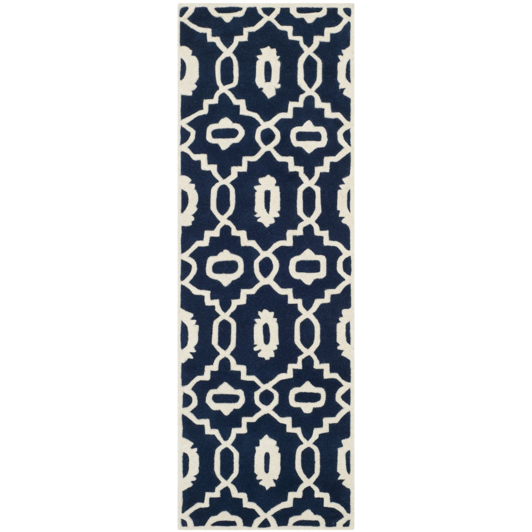 SAFAVIEH Chatham CHT745C Handmade Dark Blue / Ivory Rug Image 1