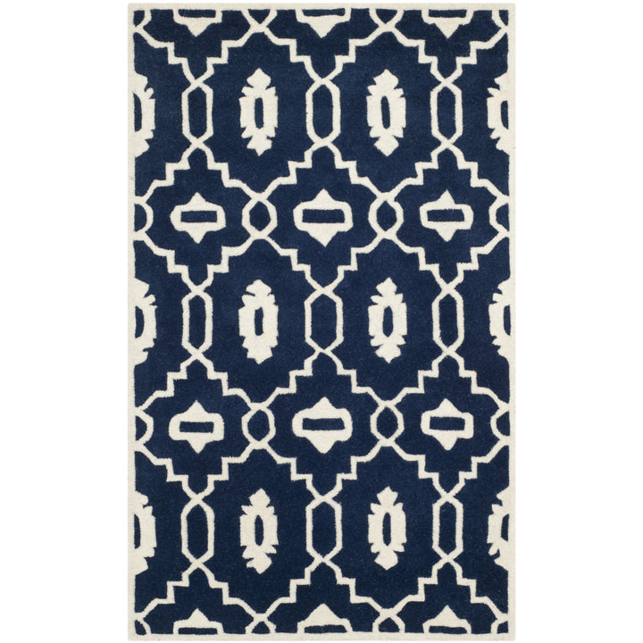 SAFAVIEH Chatham CHT745C Handmade Dark Blue / Ivory Rug Image 4