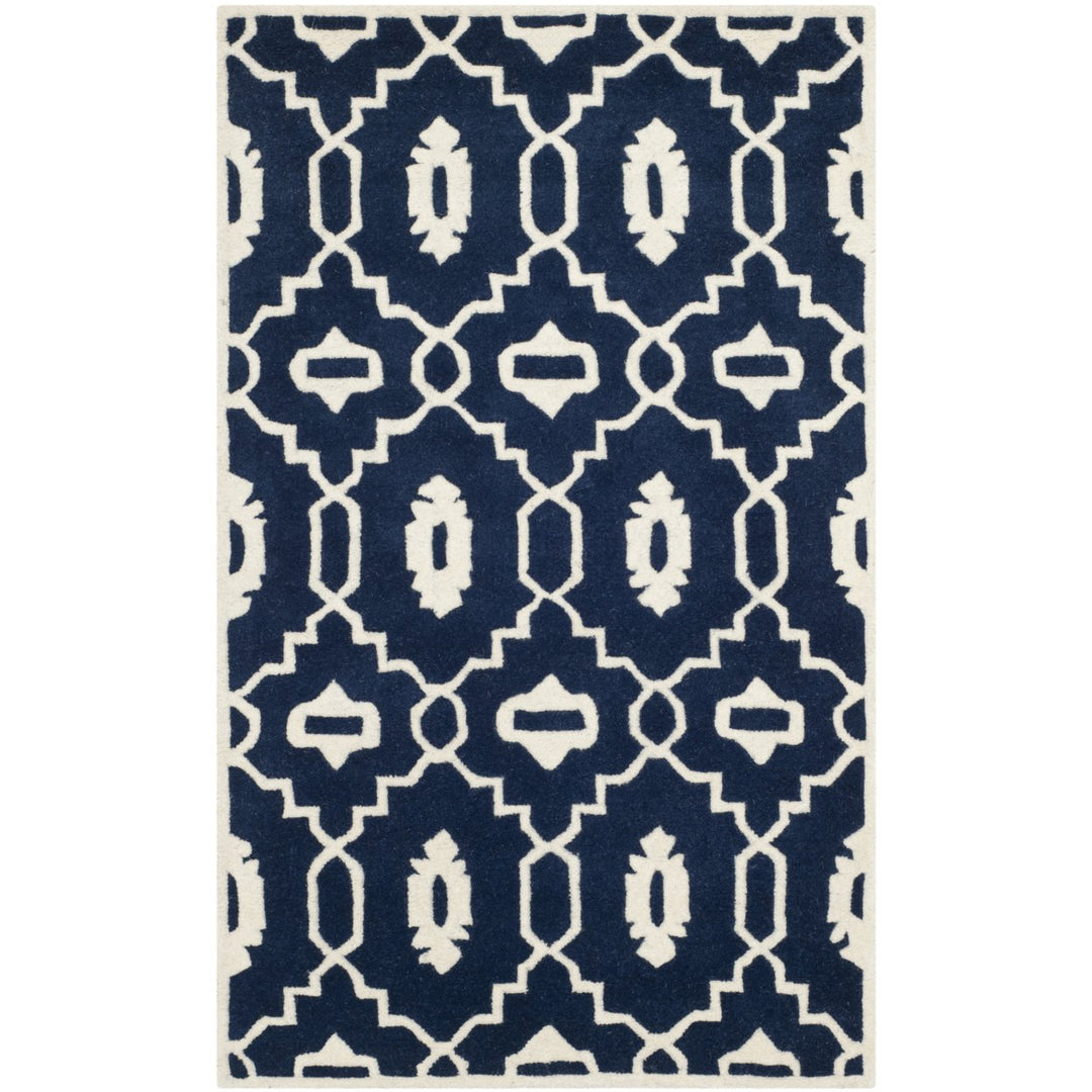 SAFAVIEH Chatham CHT745C Handmade Dark Blue / Ivory Rug Image 1