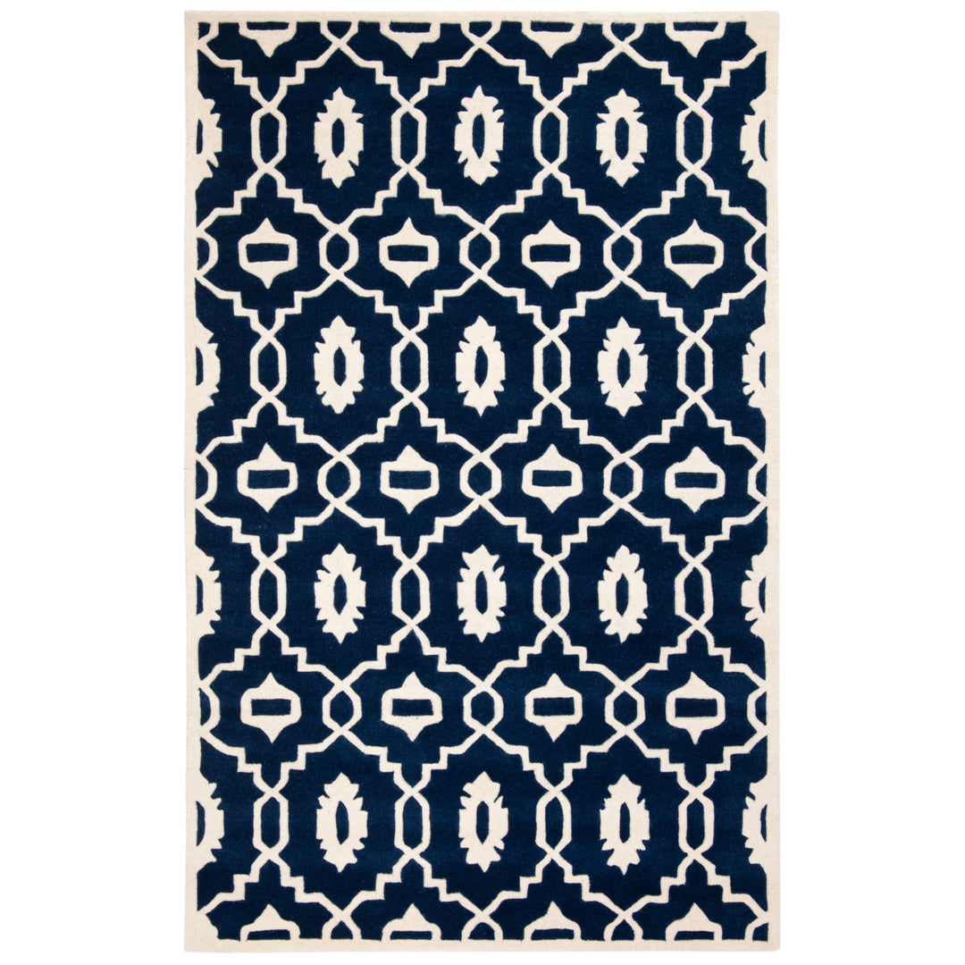 SAFAVIEH Chatham CHT745C Handmade Dark Blue / Ivory Rug Image 5