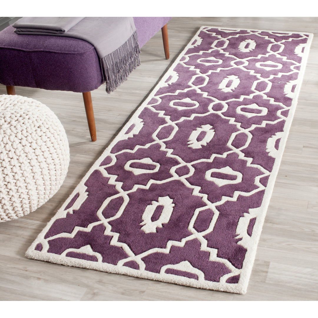 SAFAVIEH Chatham CHT745F Handmade Purple / Ivory Rug Image 3