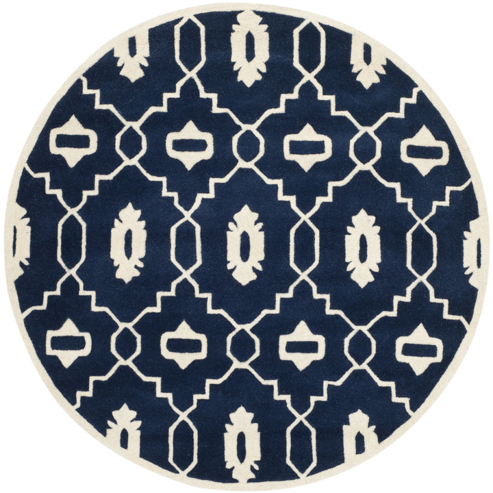 SAFAVIEH Chatham CHT745C Handmade Dark Blue / Ivory Rug Image 6