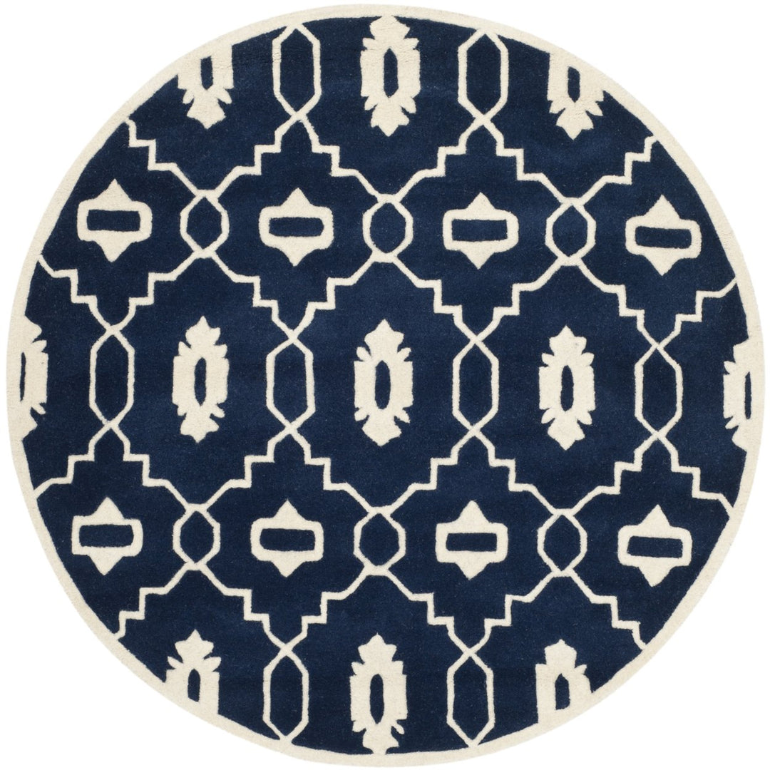 SAFAVIEH Chatham CHT745C Handmade Dark Blue / Ivory Rug Image 1