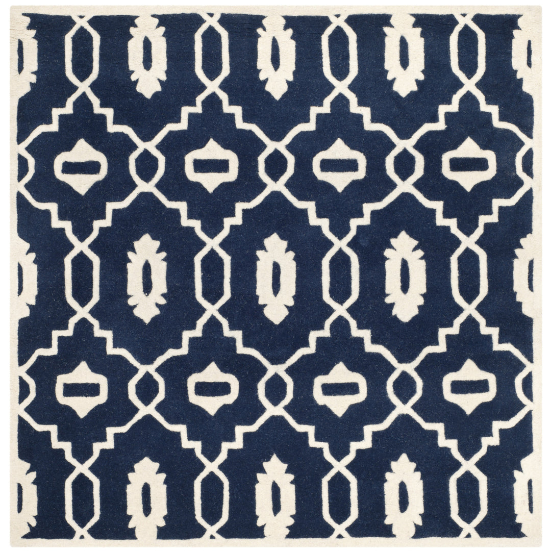 SAFAVIEH Chatham CHT745C Handmade Dark Blue / Ivory Rug Image 7