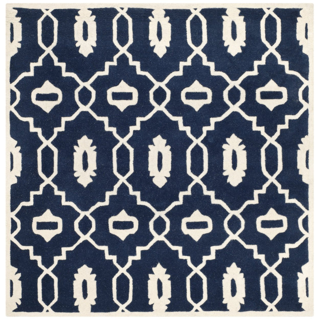 SAFAVIEH Chatham CHT745C Handmade Dark Blue / Ivory Rug Image 1