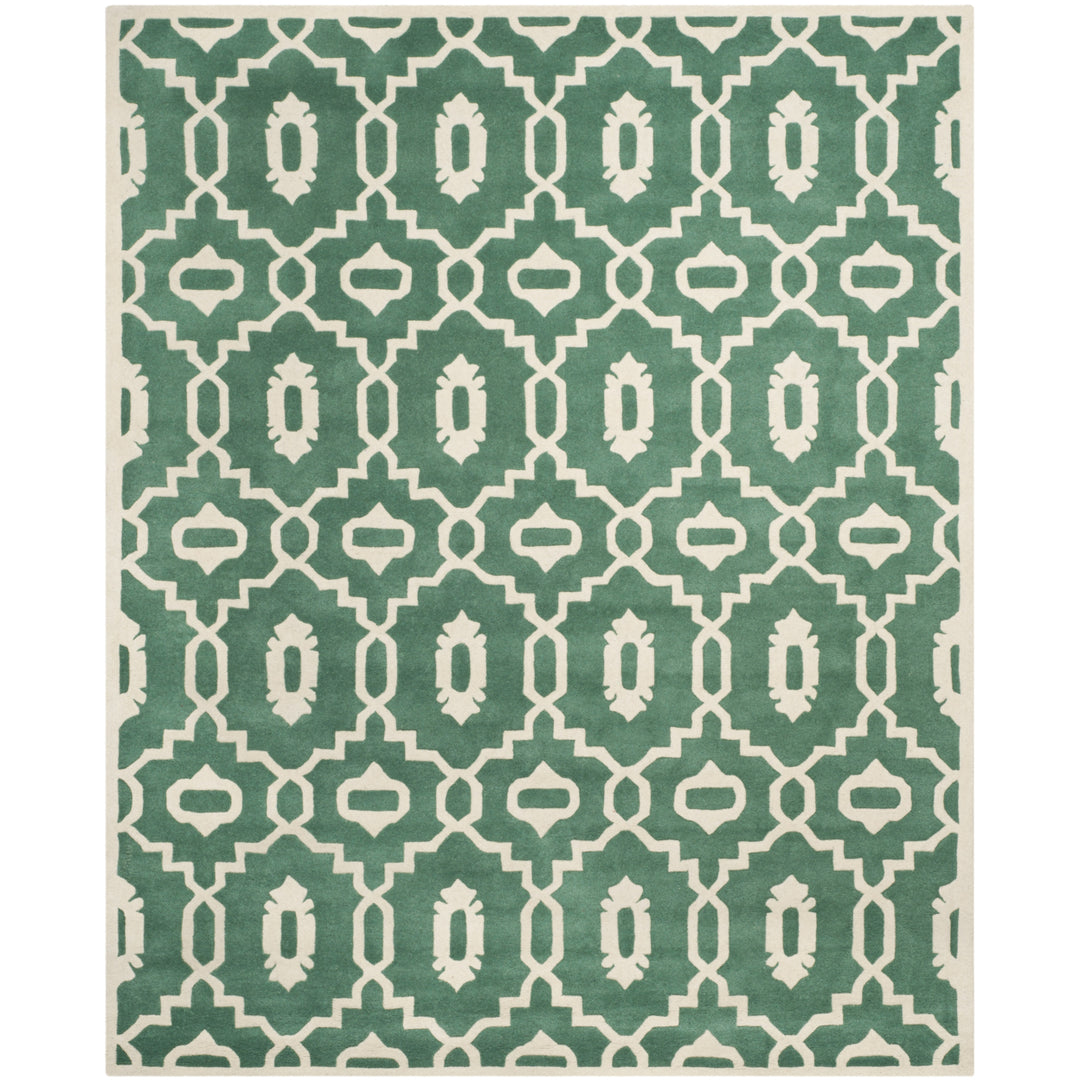 SAFAVIEH Chatham CHT745T Handmade Teal / Ivory Rug Image 1